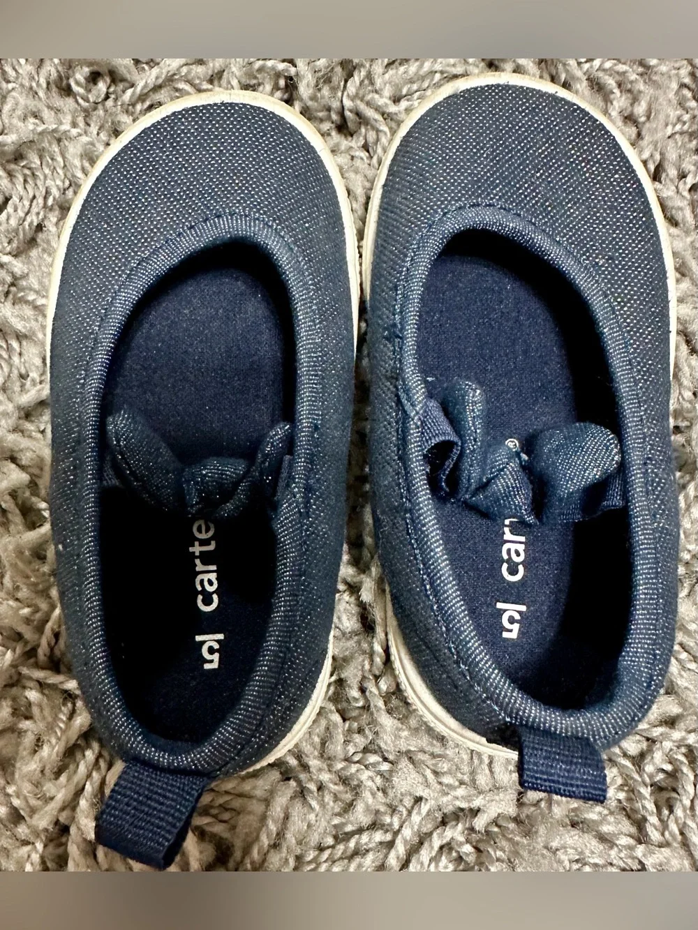 Carter's Navy Glitter Bow Slip-On Sneakers